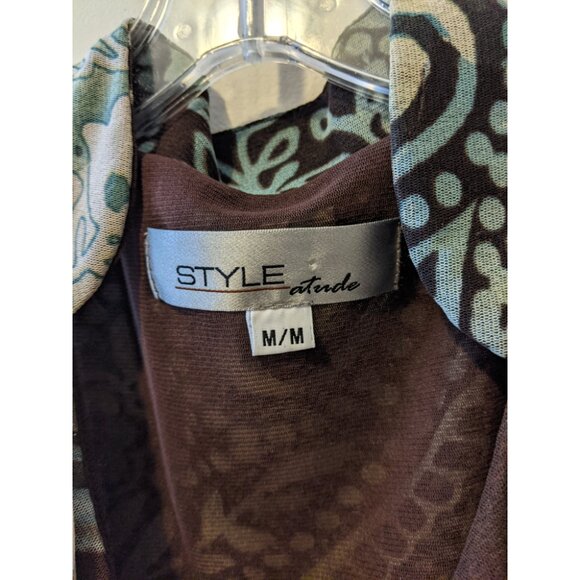 Vintage Y2K Forest Fairy Tank Top V Neck Ruffle Sheer Lace Mesh Green Brown Sz M - Picture 8 of 8